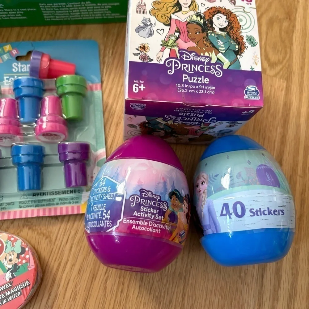 Disney Princess Easter Basket Stuffer Bundle Puzzle Dough Set Eggs Stickers